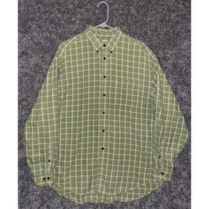 Men's Gap XL Green Plaid Long Sleeve Button Down Shirt Cotton Flannel